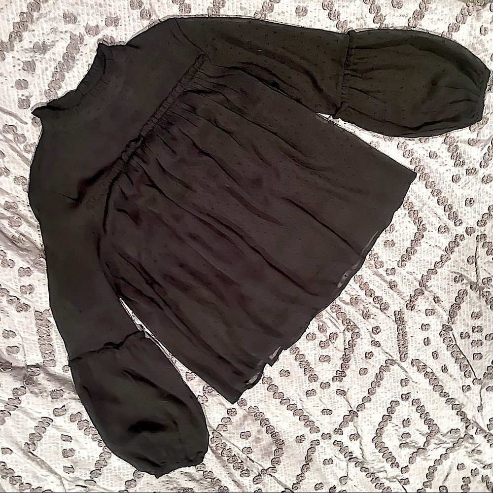 Choker sheer polka dot blouse